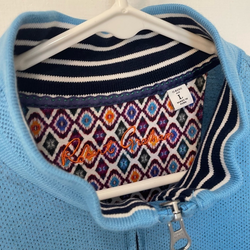 Robert Graham Cotton Quarter Zip Lightweight Sweater Large - Picture 4 of 6